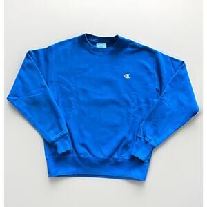 Champion Reverse Weave Classic Solid Crew Sweatshirt Womens Size Medium Blue 90s